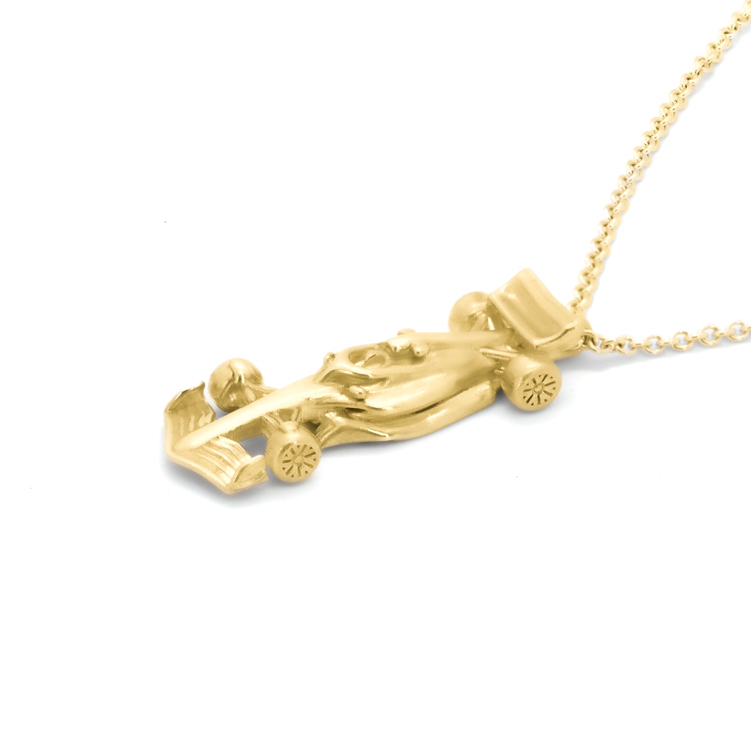 Golden Race Car Necklace