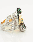 Octopus Ring with Diamonds and Emeralds