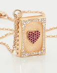 Golden Book of Hearts Necklace with Diamonds