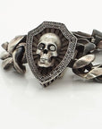 Skull and Shield Curb Bracelet with Black Diamonds