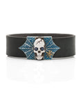 Skull and Spider Web Bracelet with Blue Sapphires