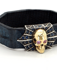 Gold Skull and Spider Web Bracelet with Sapphires