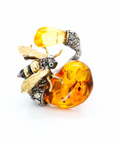 Bee Ring with Amber and Diamonds