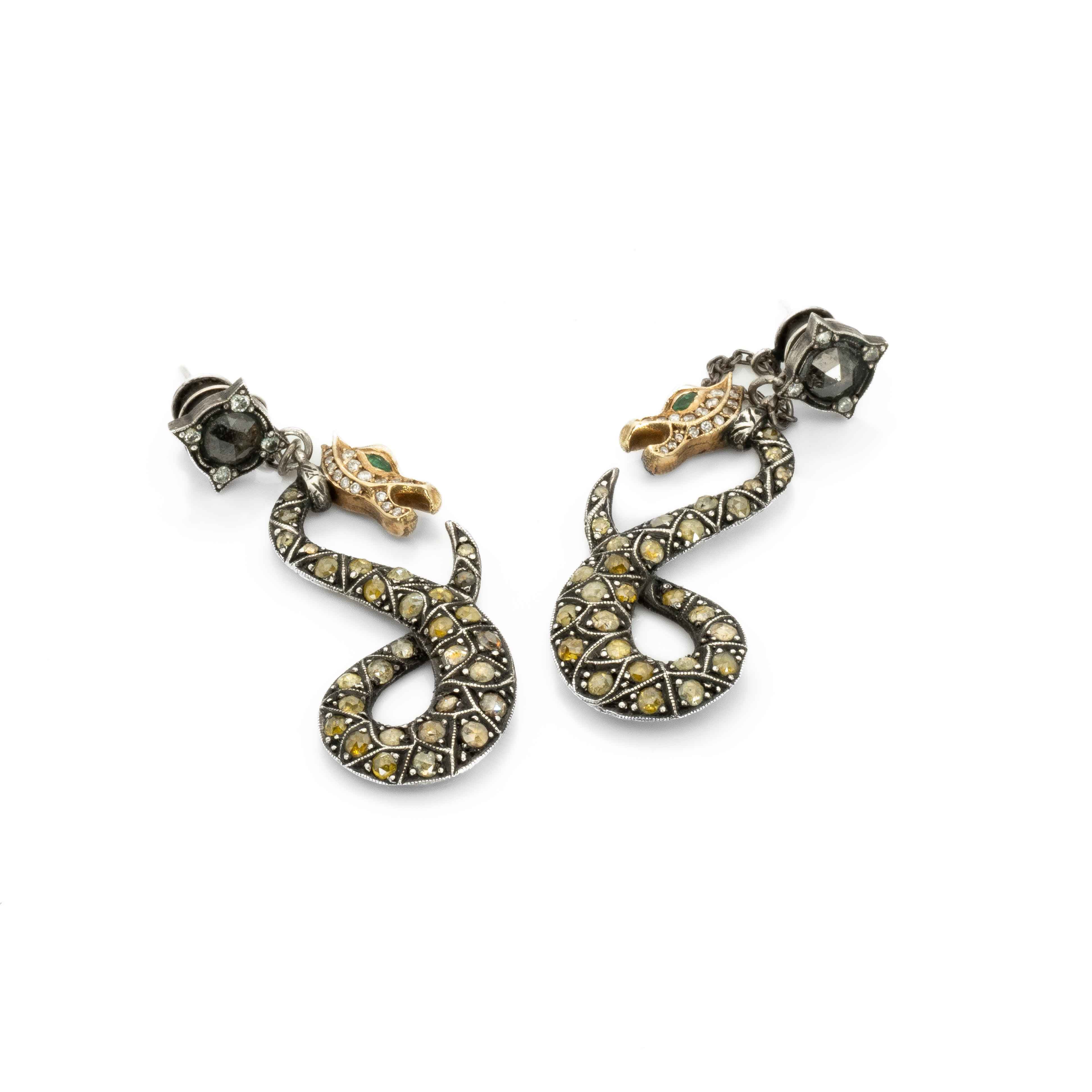 Dragon Earrings with Diamonds