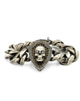 Skull and Shield Curb Bracelet with Black Diamonds