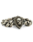 Skull and Shield Curb Bracelet with Black Diamonds