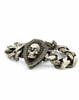Skull and Shield Curb Bracelet with Black Diamonds