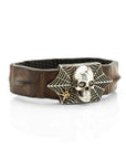 Skull and Spider Web Bracelet with Brown Diamonds