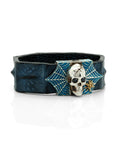 Skull and Spider Web Bracelet with Blue Sapphires