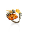 Bee Ring with Amber and Diamonds