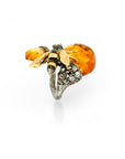 Bee Ring with Amber and Diamonds
