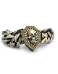 Skull and Shield Curb Bracelet with Yellow Sapphires