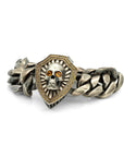 Skull and Shield Curb Bracelet with Yellow Sapphires