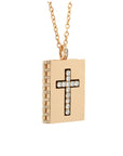 Golden Cross Book Necklace with Diamonds