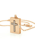 Golden Cross Book Necklace with Diamonds