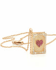 Golden Book of Hearts Necklace with Diamonds