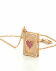 Golden Book of Hearts Necklace with Diamonds