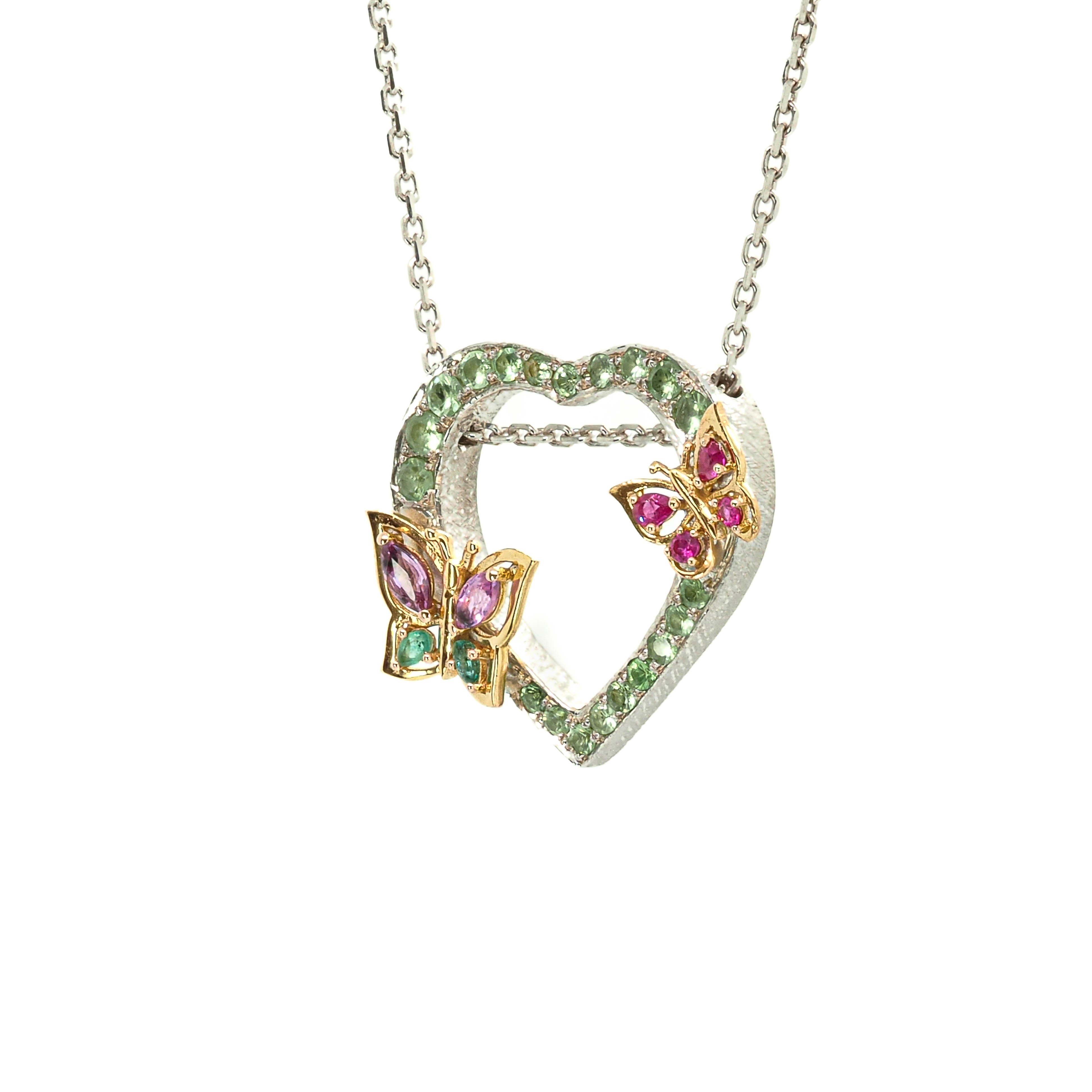 Heart and Gold Butterflies Necklace