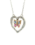 Heart and Gold Butterfly Necklace with Sapphires