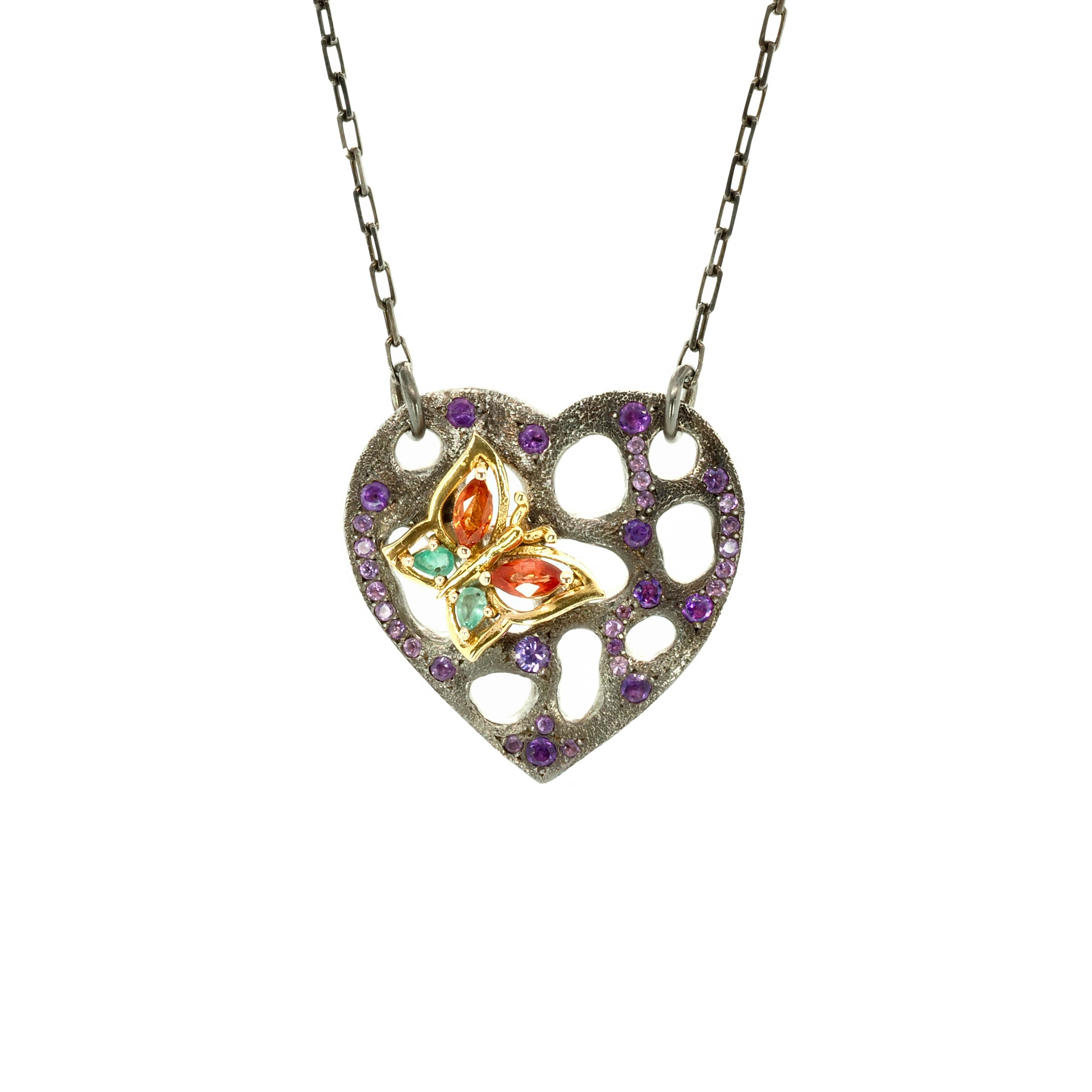 Heart and Gold Butterfly Necklace