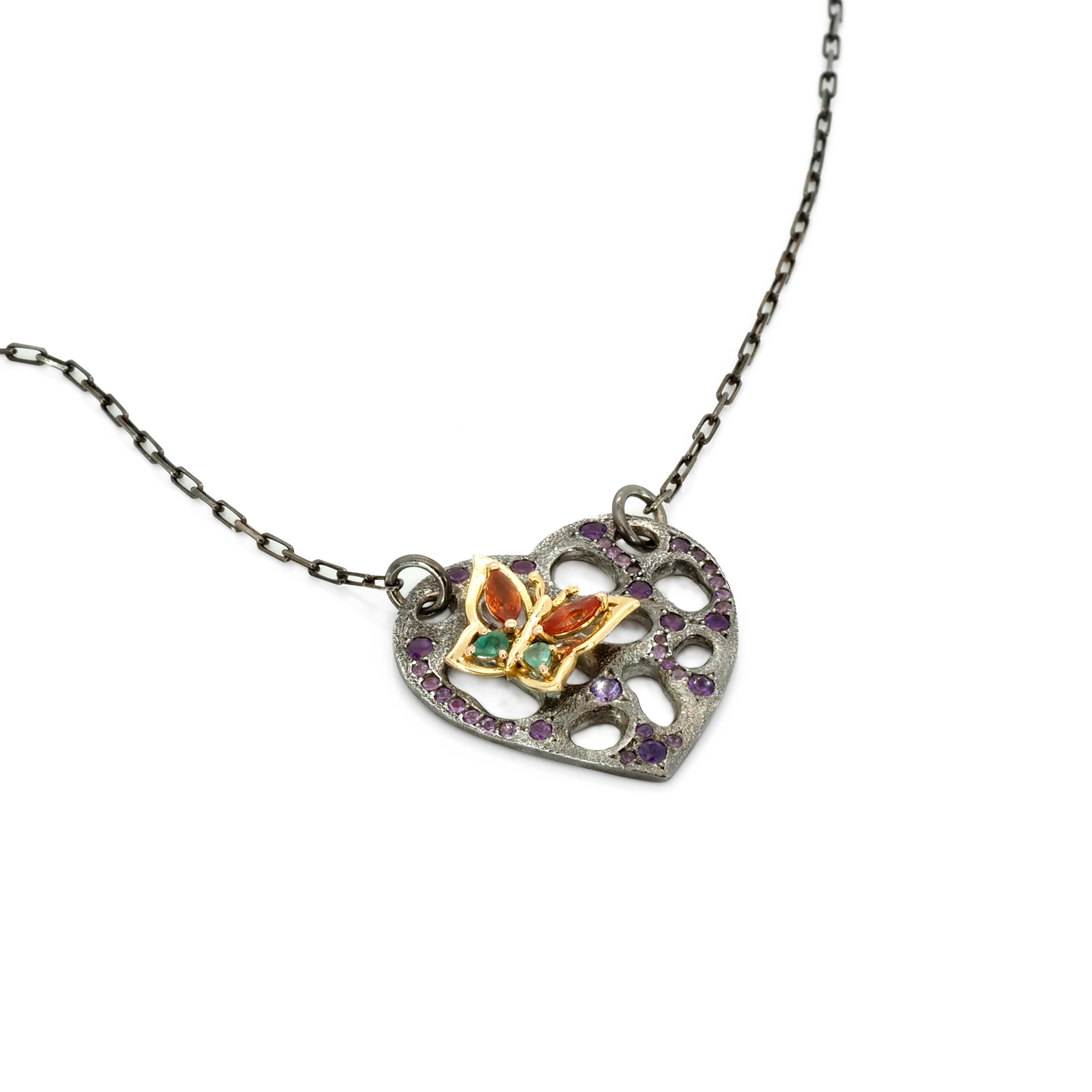 Heart and Gold Butterfly Necklace