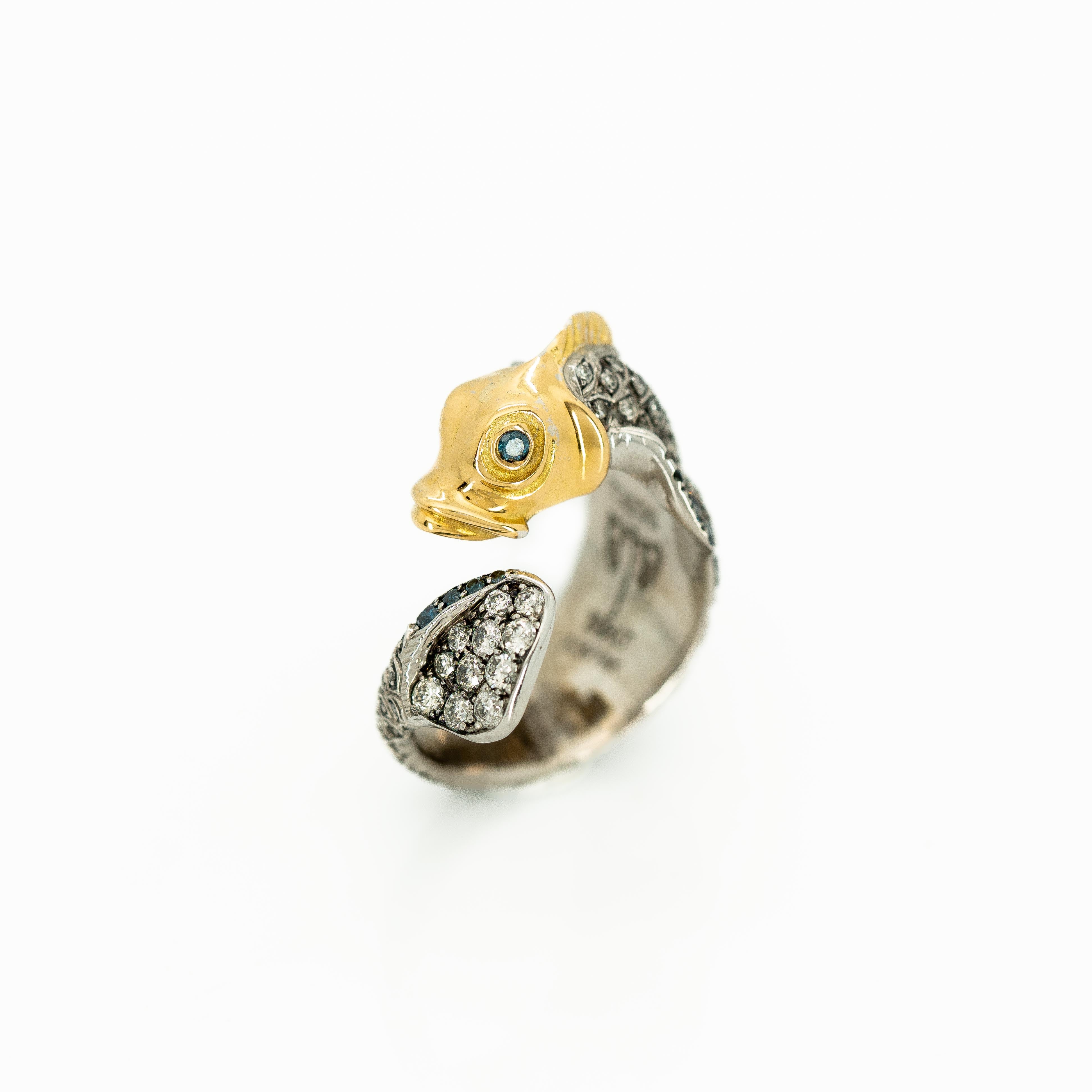 Fish Ring with Diamonds