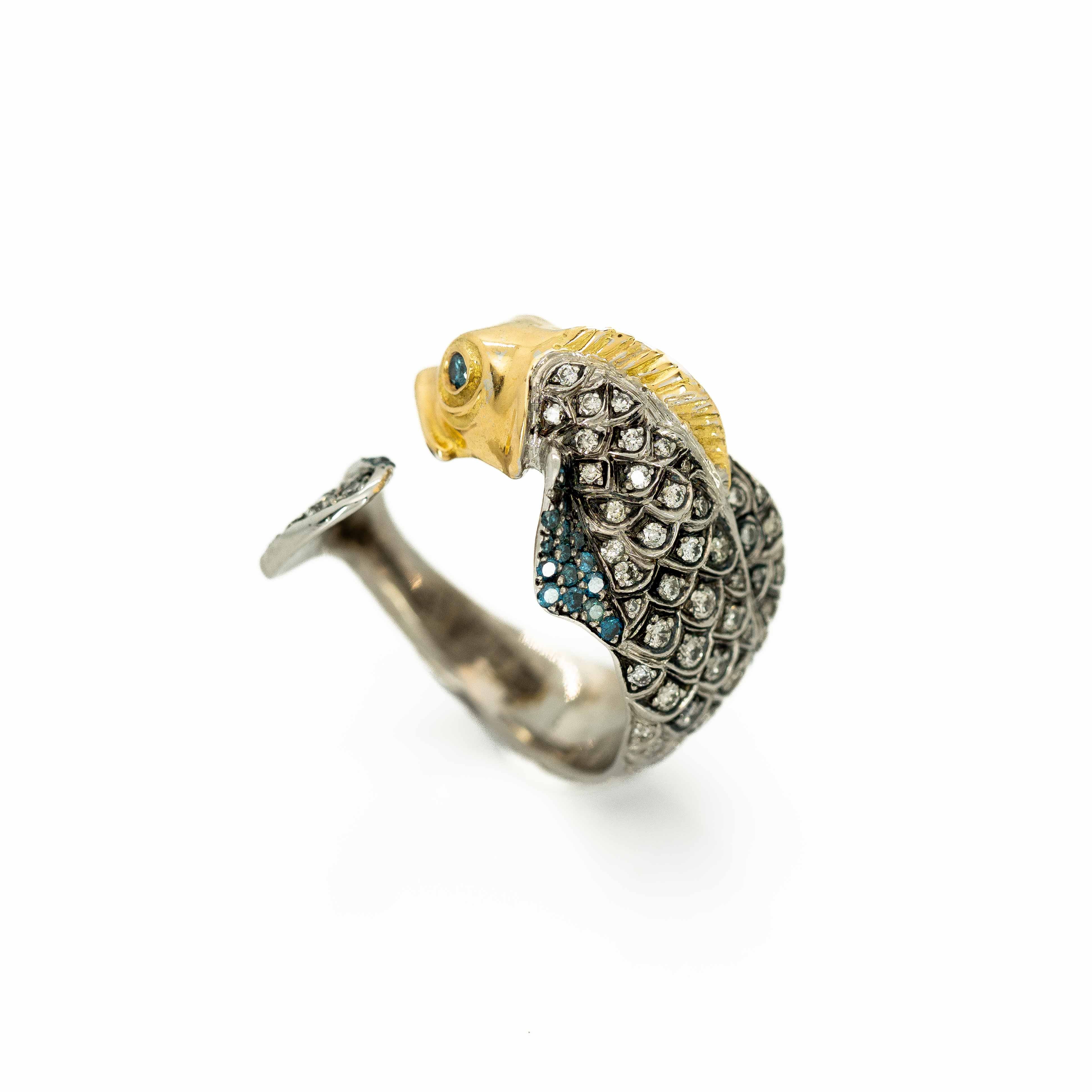 Fish Ring with Diamonds – tarujewelry