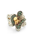 Octopus Ring with Diamonds and Emeralds