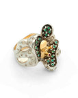 Octopus Ring with Diamonds and Emeralds
