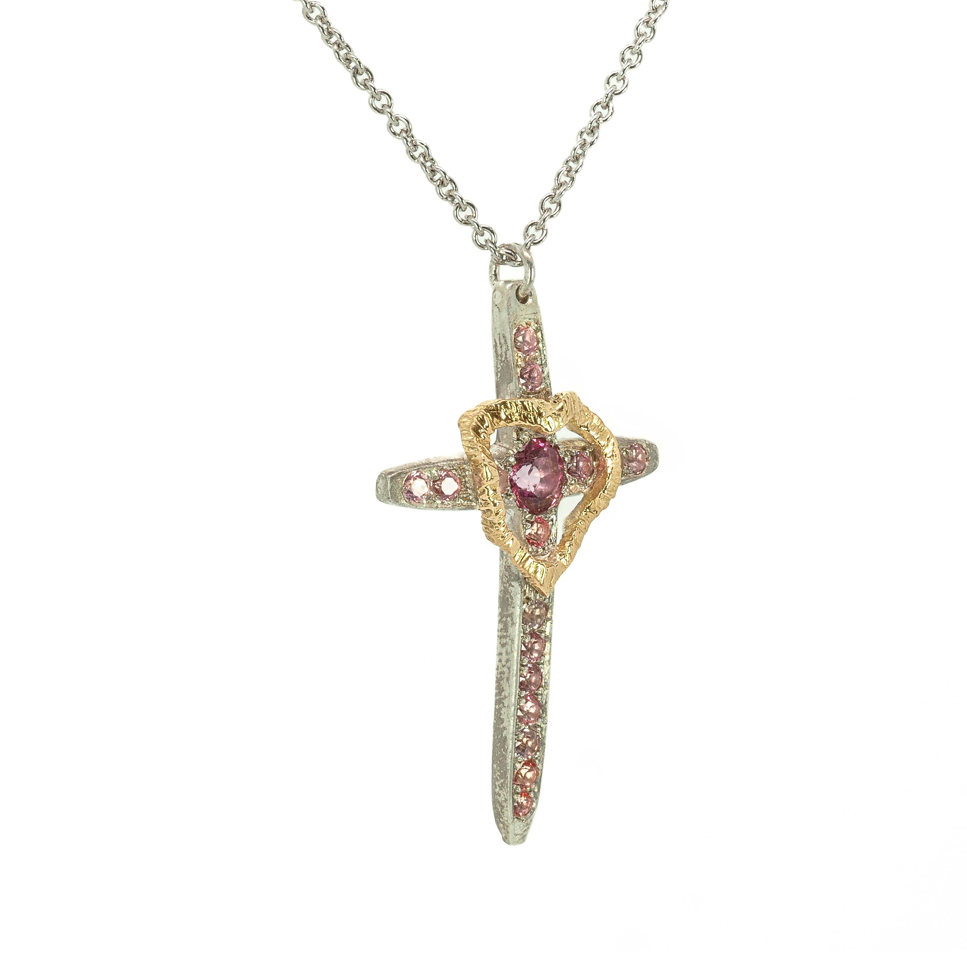 Cross and Gold Heart Necklace