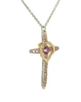 Cross and Gold Heart Necklace