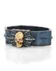 Gold Skull and Spider Web Bracelet with Sapphires