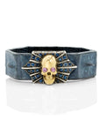 Gold Skull and Spider Web Bracelet with Sapphires