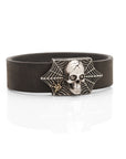 Skull and Spider Web Bracelet with Brown Diamonds