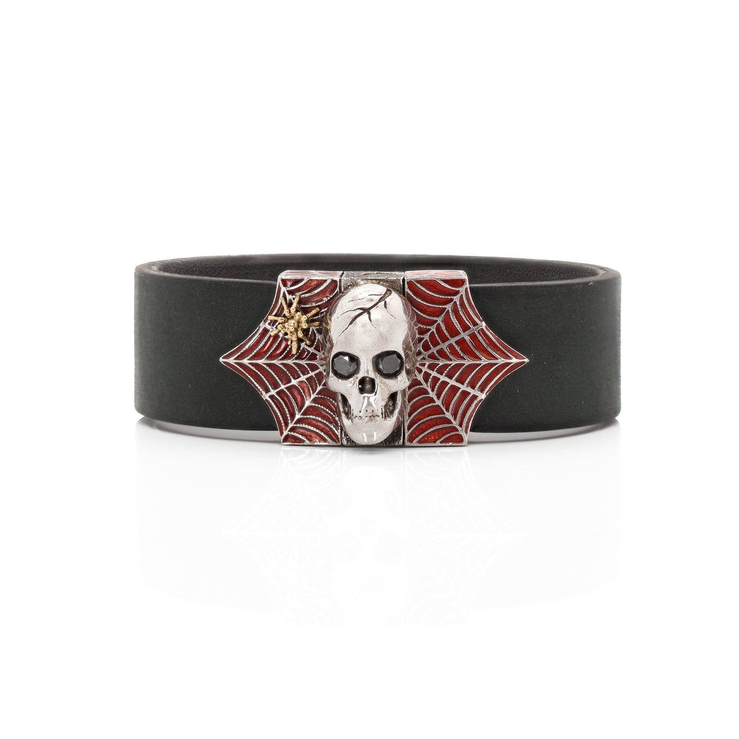 Skull and Spider Web Bracelet with Black Diamonds