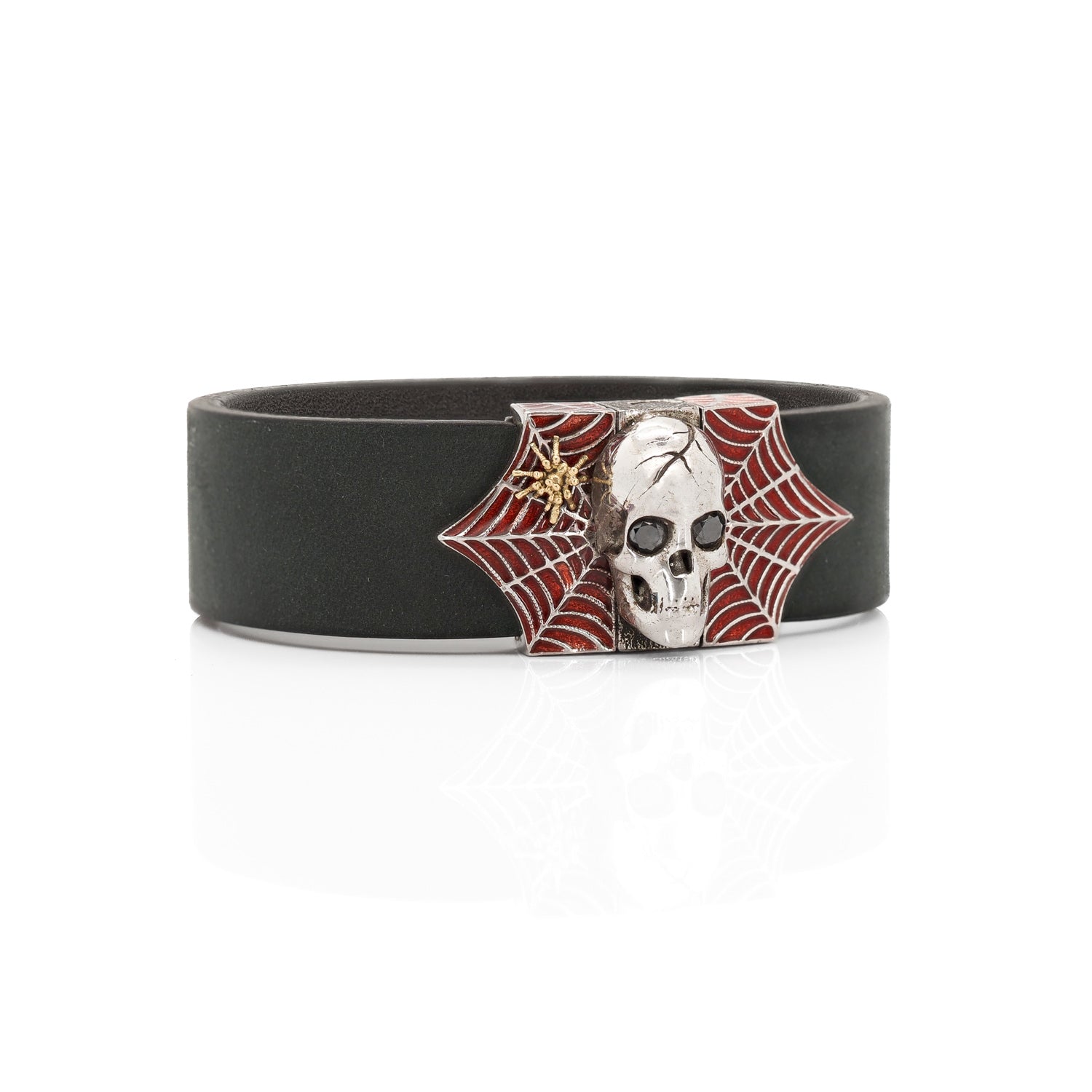 Skull and Spider Web Bracelet with Black Diamonds