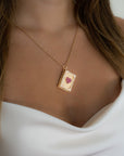 Golden Book of Hearts Necklace with Diamonds