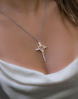 Cross and Gold Heart Necklace