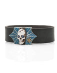 Skull and Spider Web Bracelet with Blue Sapphires