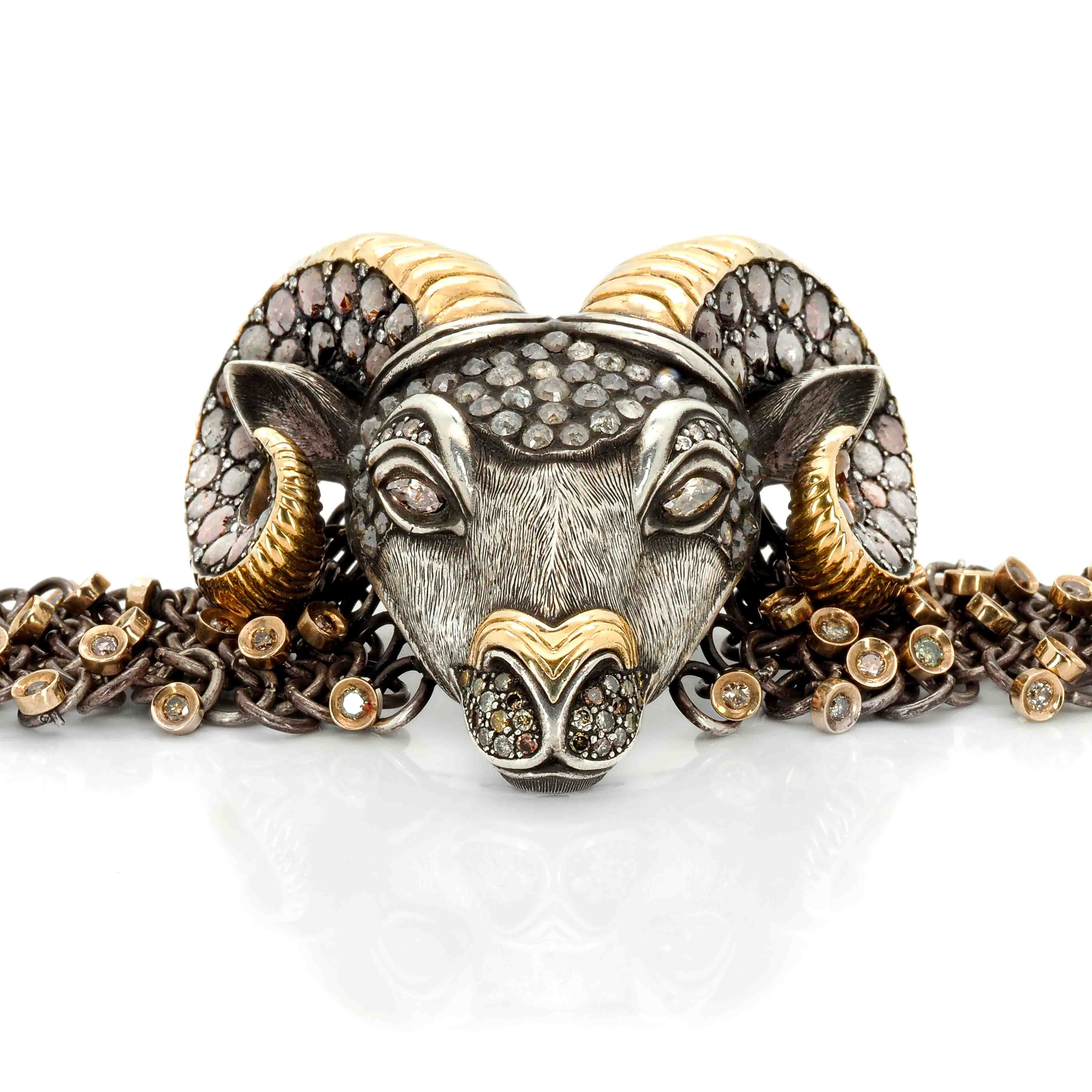 Gilt stainless steel ram bracelet – Kentshire