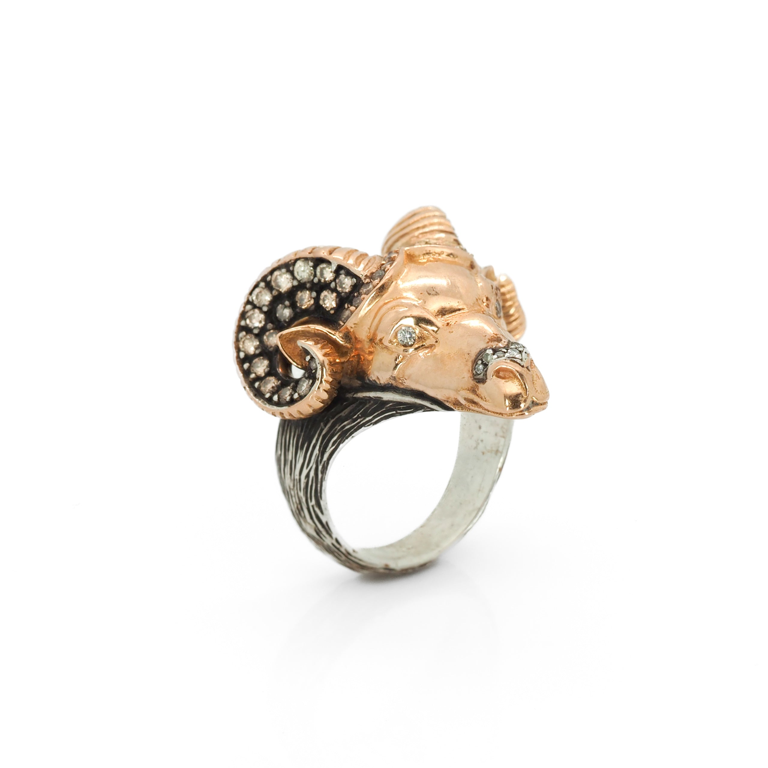 Golden Ram Ring with Diamonds – tarujewelry