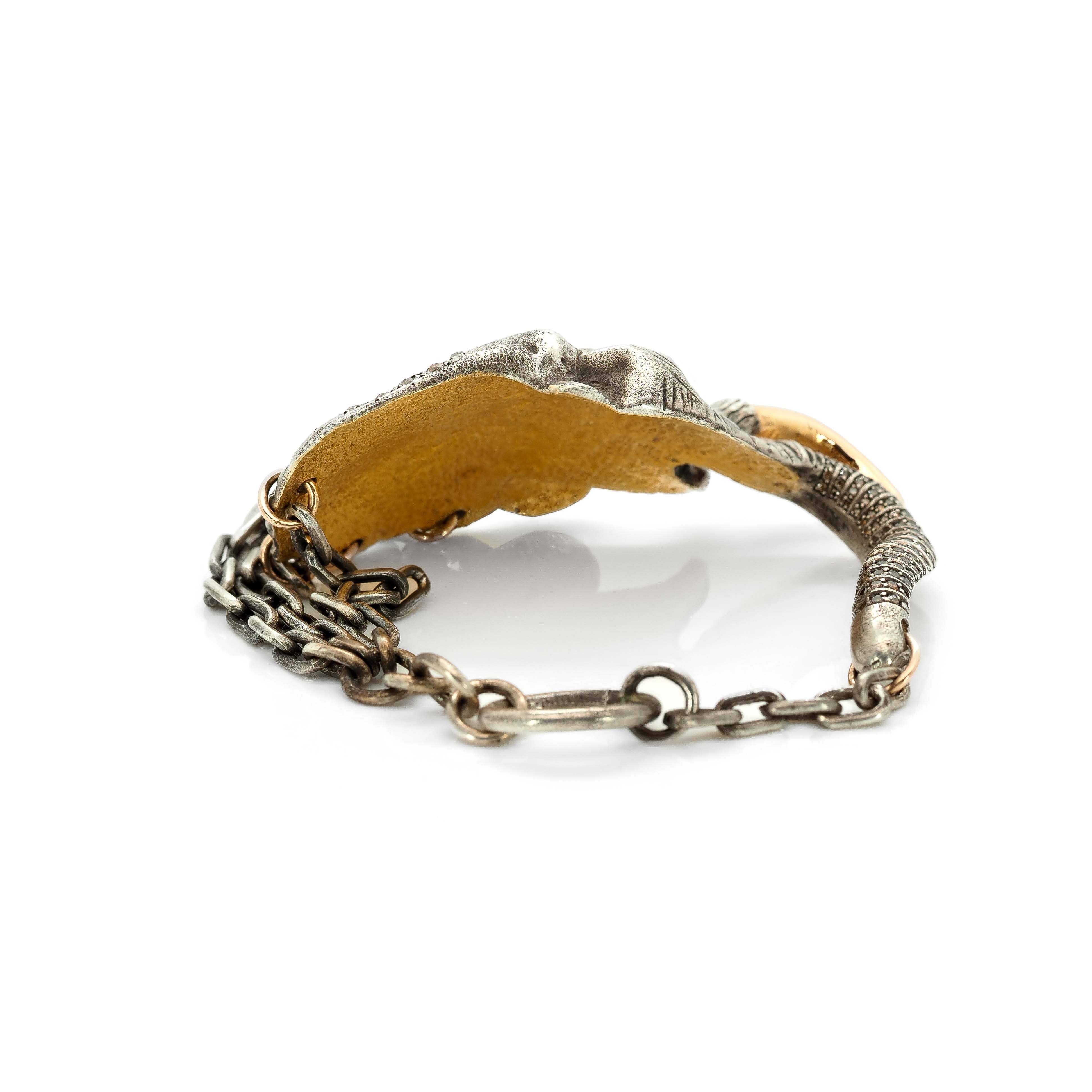 Golden Tusk Elephant Bracelet with Diamonds