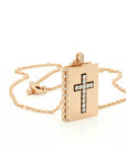 Golden Cross Book Necklace with Diamonds