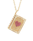 Golden Book of Hearts Necklace with Diamonds