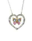 Heart and Gold Butterfly Necklace with Sapphires