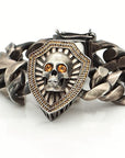 Skull and Shield Curb Bracelet with Yellow Sapphires