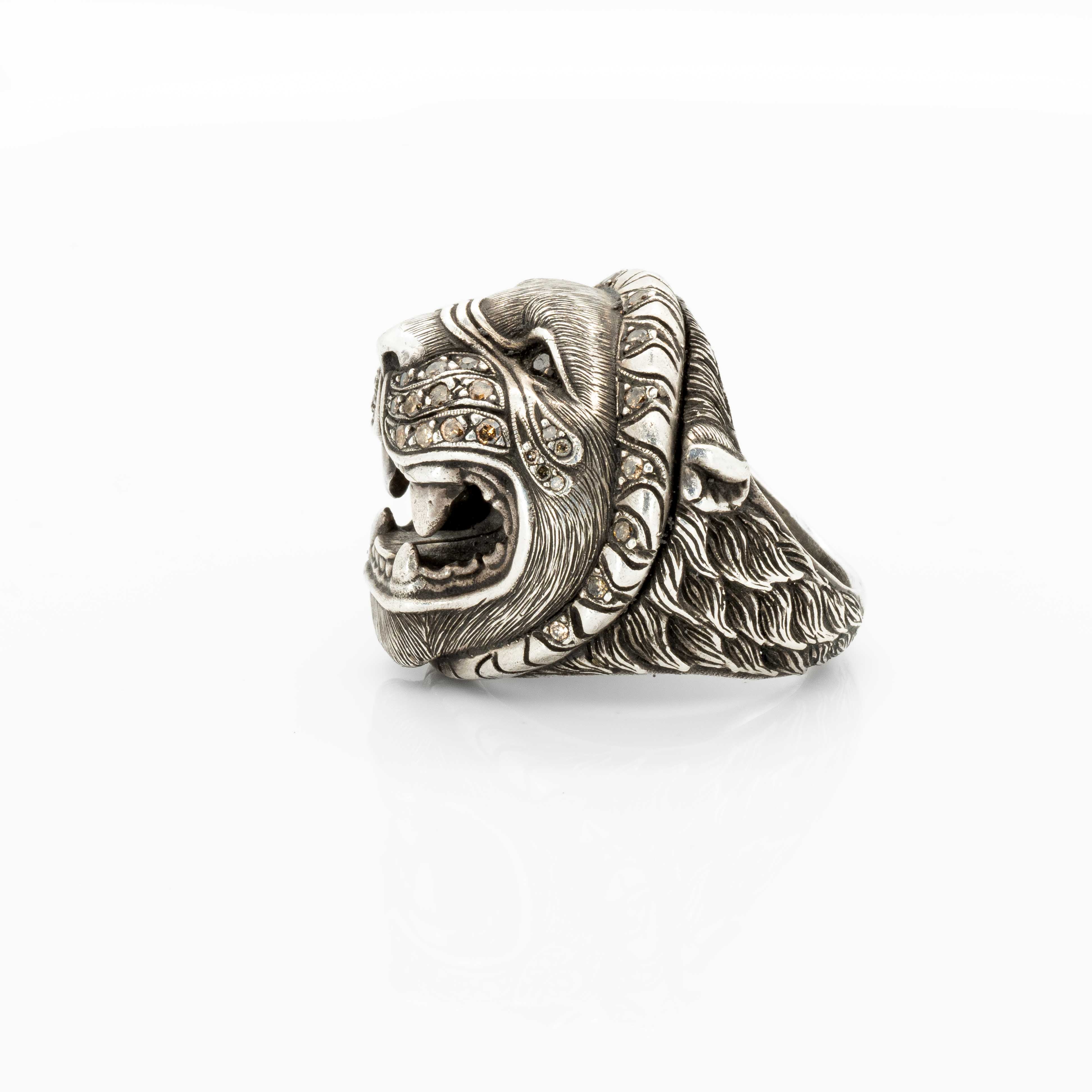 Lion Ring with Diamonds