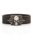 Skull and Spider Web Bracelet with Brown Diamonds